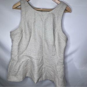 Banana Republic Womens Tan Silver Tweed Sleeveless Peplum Shell Top Size 12 NWT